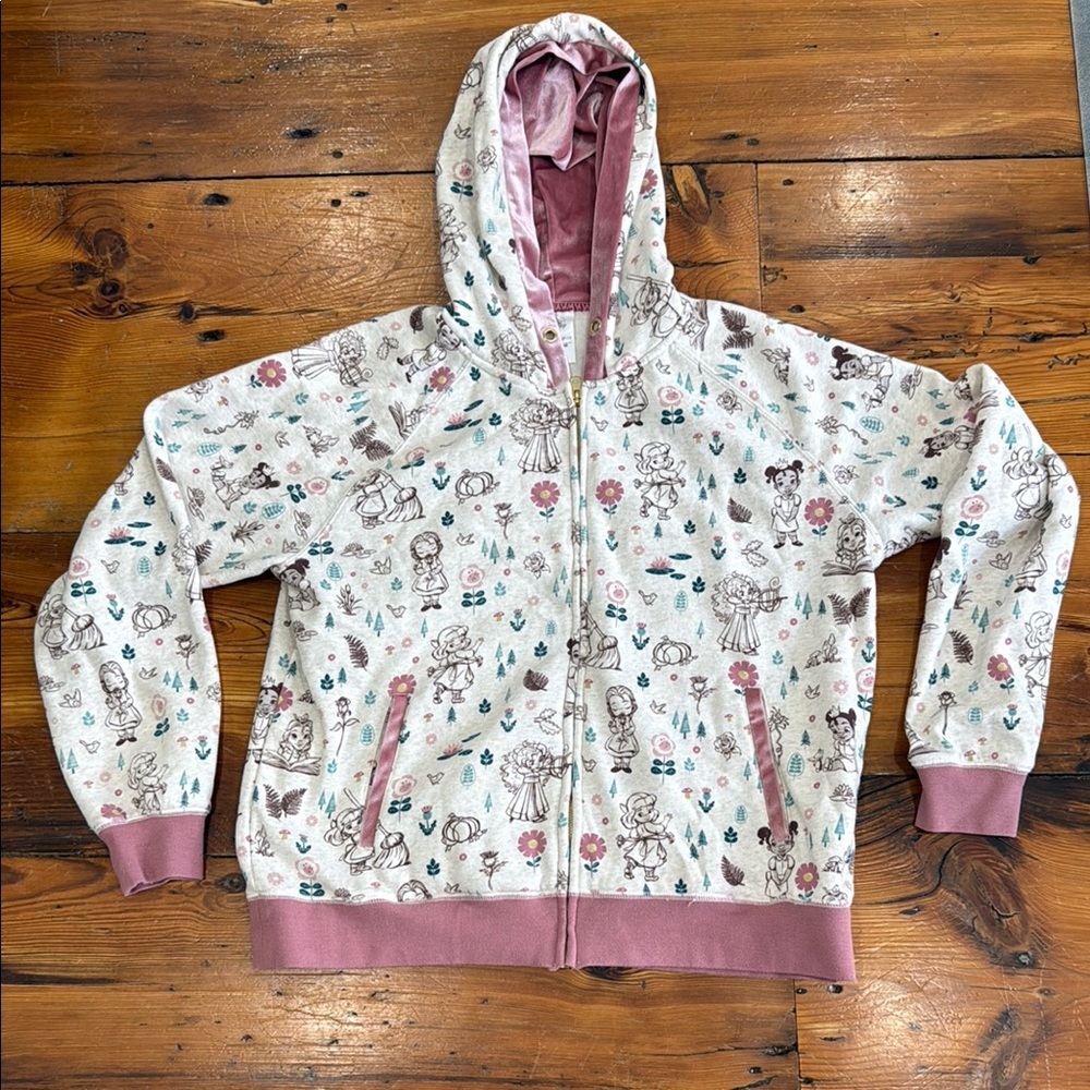 Disney Womens Pink Jacket Hooded Zipped Princess Size XL
